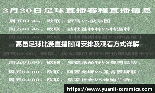 高邑足球比赛直播时间安排及观看方式详解